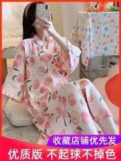 ❖ Summer nightgown women’s summer pure cotton 2023 new spring and autumn Japanese style bathrobe style gauze pajamas nightdress summer style