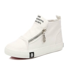 Mùa Xuân, Mùa Thu 2017 Cao cấp Trẻ Em Giày Trẻ Em Giày Bé Gái Bé Trai Thời Trang Khóa Kéo Giày Sneakers Trẻ Em (EU SIZE 25 -37/trắng) -quốc tế