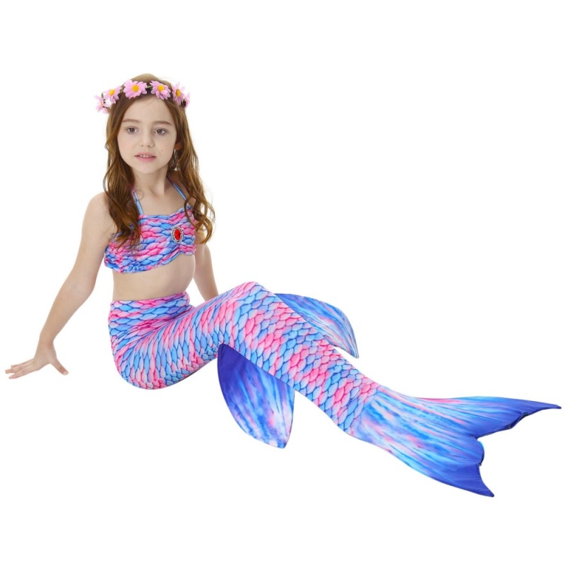 Nơi bán 3 Pcs/set Kids Girls Swimsuit Bikini Set with Mermaids Tail Sea-maid Swimming Costumes- Pink Blue - intl