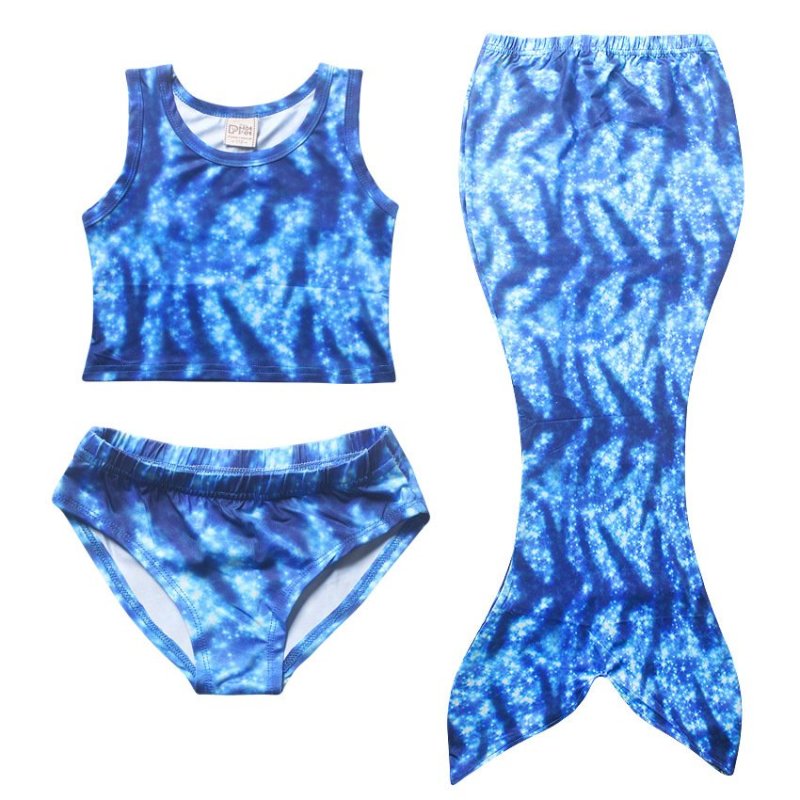 Nơi bán 3 Pieces Set Mermaid 110-140cm Hight Girls' Bikini Swimsuits(Color:Blue) - intl
