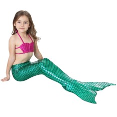 3 cái/bộ Cô Gái Dễ Thương Đồ Bơi Nàng Tiên Cá Đuôi Lớp Học Trang Phục Monofin Chân Vịt Bãi Biển Đồ Bơi-Xanh Lá-quốc tế