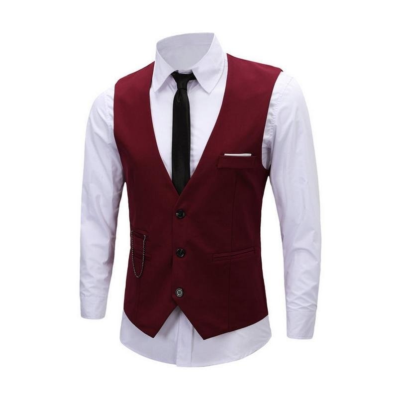 Amart Fashion Men Vest Formal Business Waistcoat Sleeveless Slim Fit Suit Coat - intl