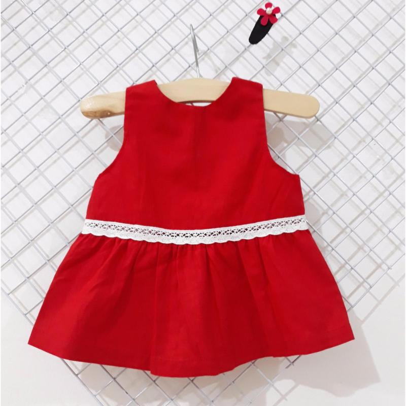 Giá bán Áo bé gái maxi ngắn đỏ- tặng kẹp tóc