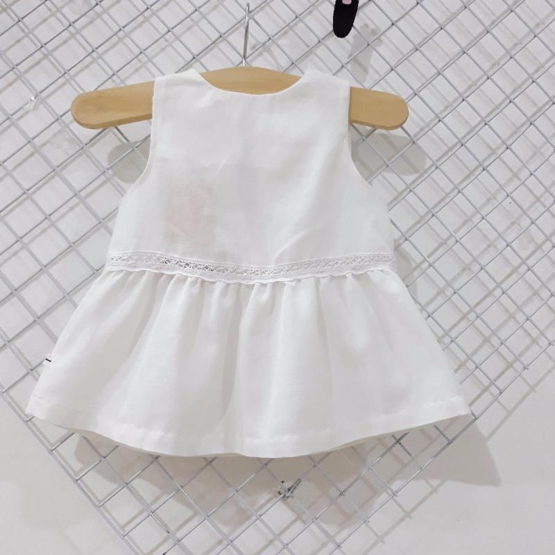 Giá bán Áo bé gái maxi ngắn trắng- tặng kèm kẹp tóc