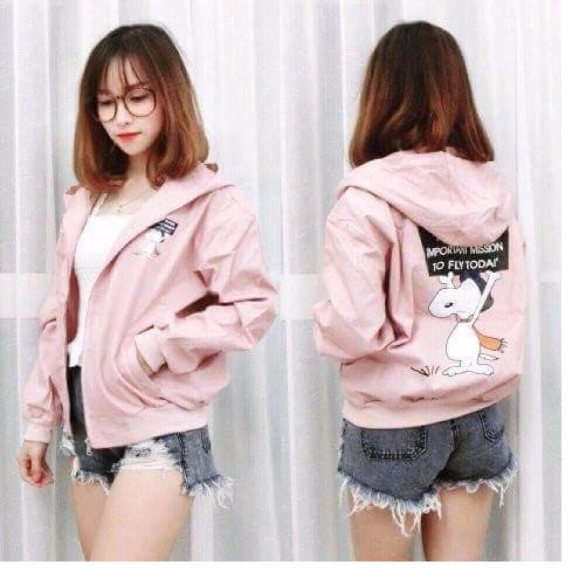 Áo khoác Kaki Bomber Snoopy - TL Fashion (Hồng)