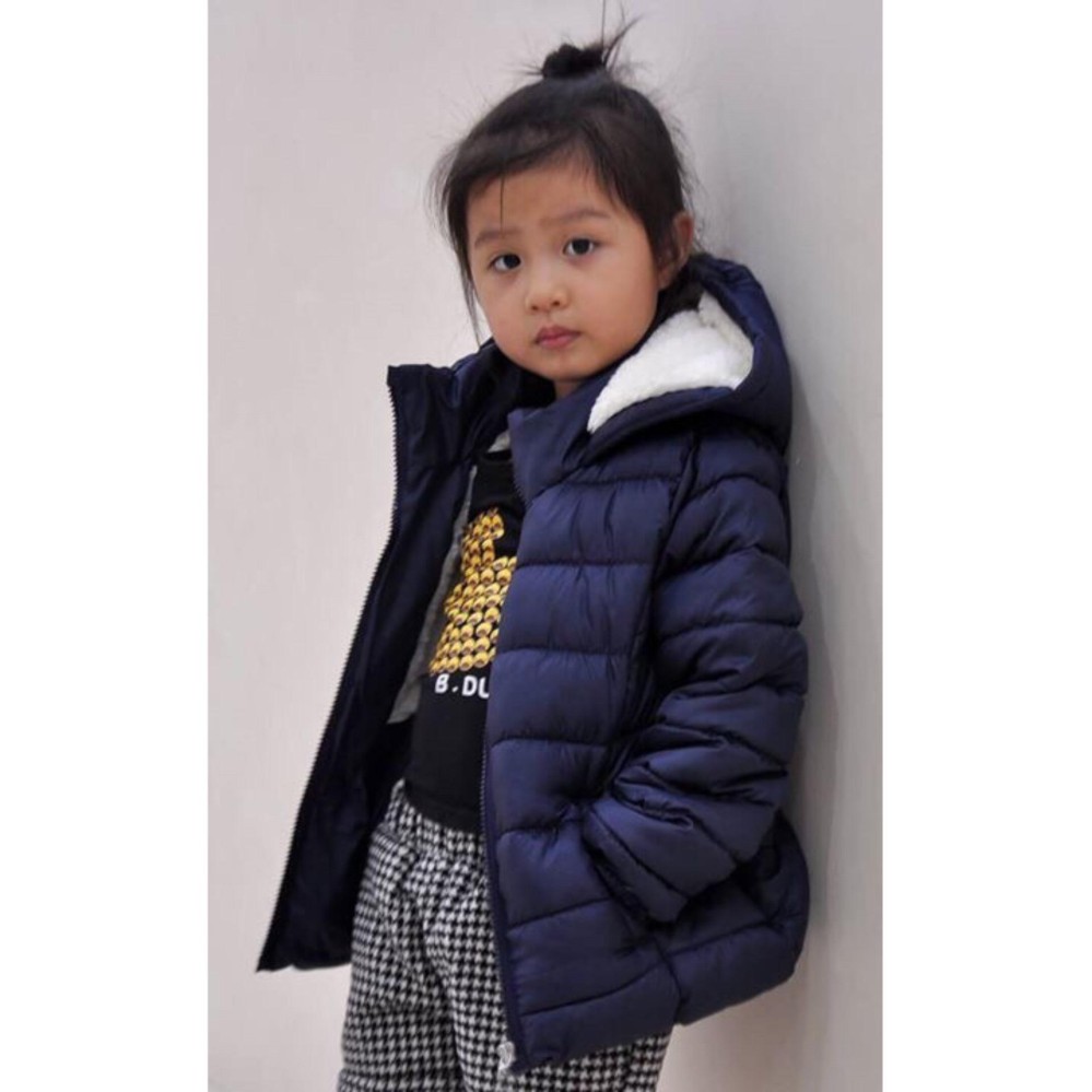 Áo khoác phao - lót lông dành cho trẻ em 6-7 tuổi (Size 7) - HÀNG XUẤT KHẨU (Xanh)