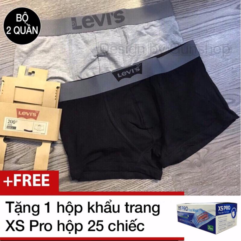 Nơi bán Bộ 2 quần lót Boxer Levi's : Đen + Xám + Tặng 1 khẩu trang XS Pro 25 chiếc