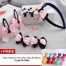 Giá Sốc Bộ Bờm Nơ Kẹp Dây Buộc Tóc 7 Món Handmade + Tặng 3 Kẹp Thỏ