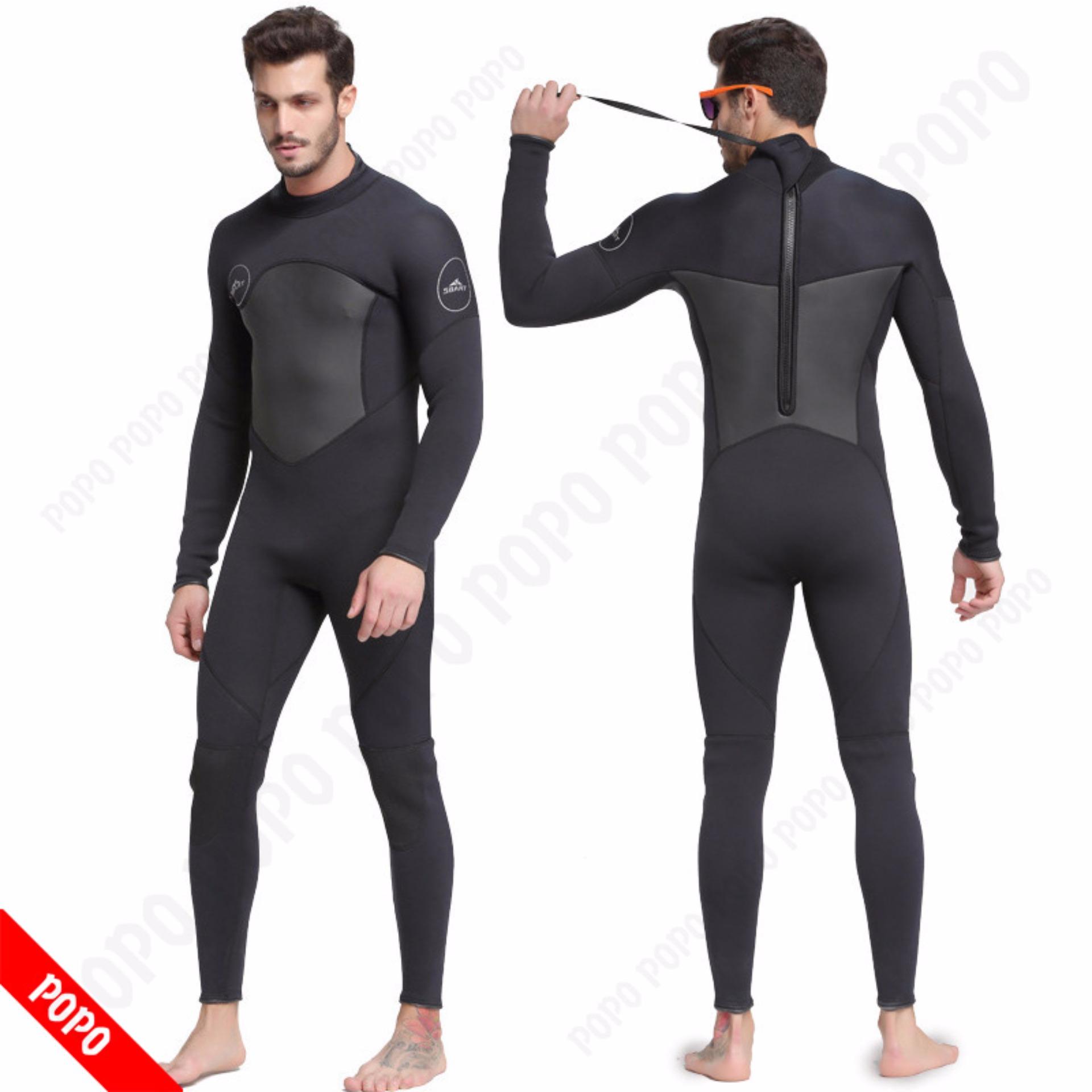 Bộ đồ lặn, quần áo lặn biển 3mm (BLACK) giữ ấm, thoáng khí, chống thầm nước cao cấp POPO Sports