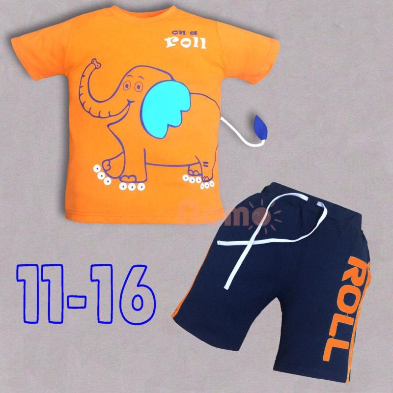 Nơi bán Bộ thun tay ngắn in voi size đại cồ - BT394 - màu cam