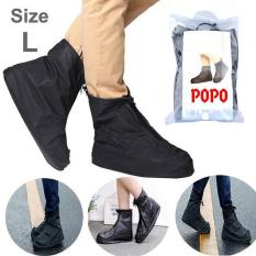 Bọc giày đi mưa thời trang cho nữ Size L (Đen), chống thấm nước 100%, chất liệu cao cấp POPO Sports