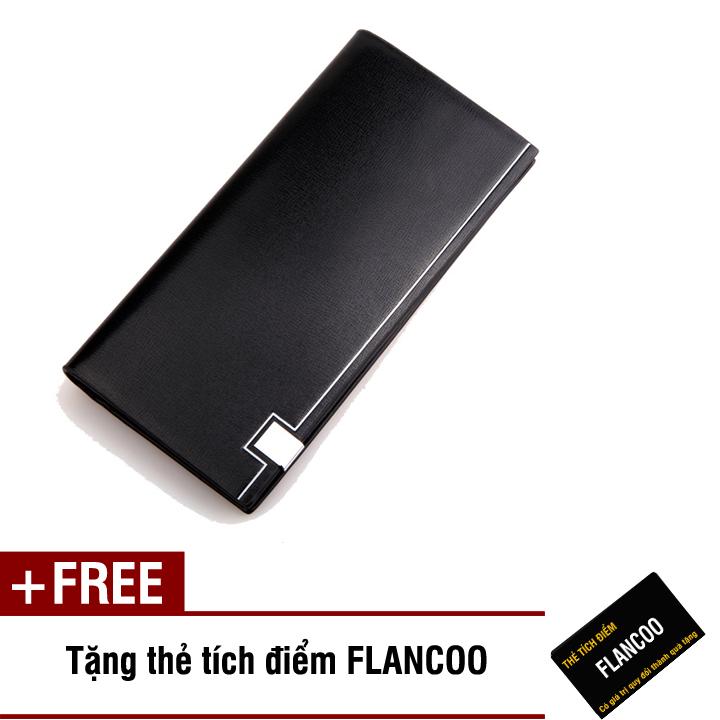 Bóp ví nam dài da PU Flancoo thời trang S0521 (Đen) + Tặng kèm thẻ tích điểm Flancoo
