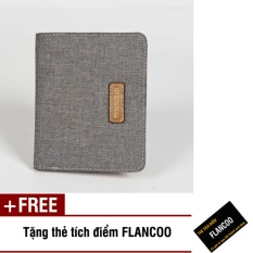 Bóp ví nam đứng vải bố Flancoo 7642 (Xám) + Tặng kèm thẻ tích điểm Flancoo