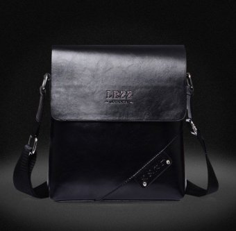 Casual Crossbody Bag Genuine Cowhide Leather Satchel Bag Men Business Messenger Bags One Shoulder Bag (Black) - intl  