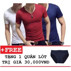 Thông tin Sp Combo 3 áo thun nam body cổ tim tặng kèm quần lót ZAVANS( Trắng , Đỏ Đô , Xanh Đen )   ZAVANS