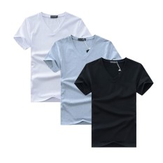 Combo 3 áo thun nam cổ tim mềm mịn, thấm hút tốt (Đen/Trắng/Xám)