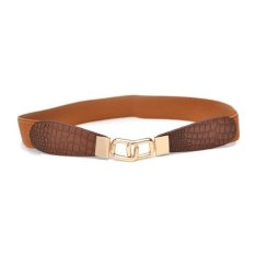 Website bán Croco Leather Elastic Stretchy Waist Belt Metal Buckle (Tan) – intl  tốt nhất
