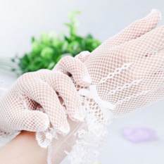 Dễ thương 1 Đôi Cổ Tay Dài Ren Hoa Trắng Ngón Tay Cô Dâu Tiệc Cưới Dạ Hội Găng Tay Trắng-quốc tế