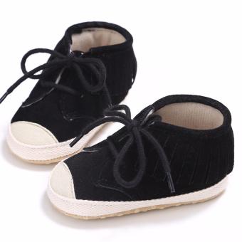 Cute Baby Black Boy's Flats Slip-On Toddler Shoes Soft Sole Newborn-18 Months S1702  