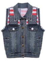 Nơi Bán Cyber Fashion Kids Boys Children Slim Fitted National Flag Pattern Design Denim Jean Vest – intl   Happydeal365