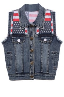 Cyber Fashion Kids Boys Children Slim Fitted National Flag Pattern Design Denim Jean Vest - intl  