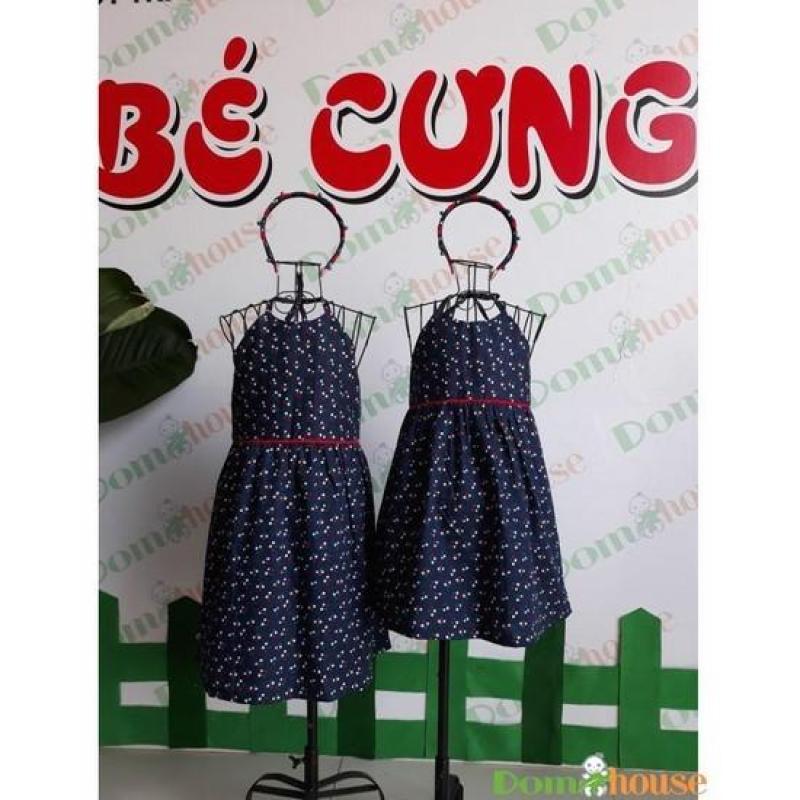 Nơi bán Đầm bé gái cổ yếm bông xanh nhí- tặng quần chíp, cài tóc