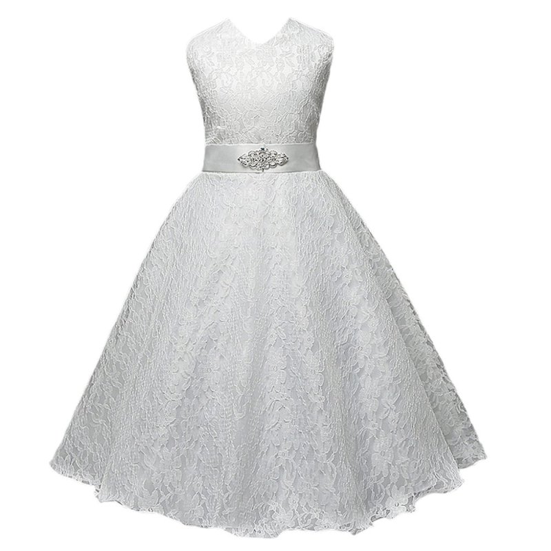 Nơi bán Princess Sleeveless Lace Wedding Dress Flower Girl Dress Yellow
140cm 6-7Y - intl