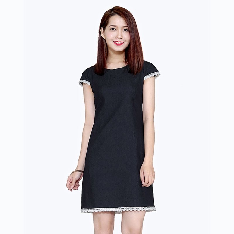 Nơi bán Đầm Jean Phối Ren Thời Trang Eden (Jean Đậm)