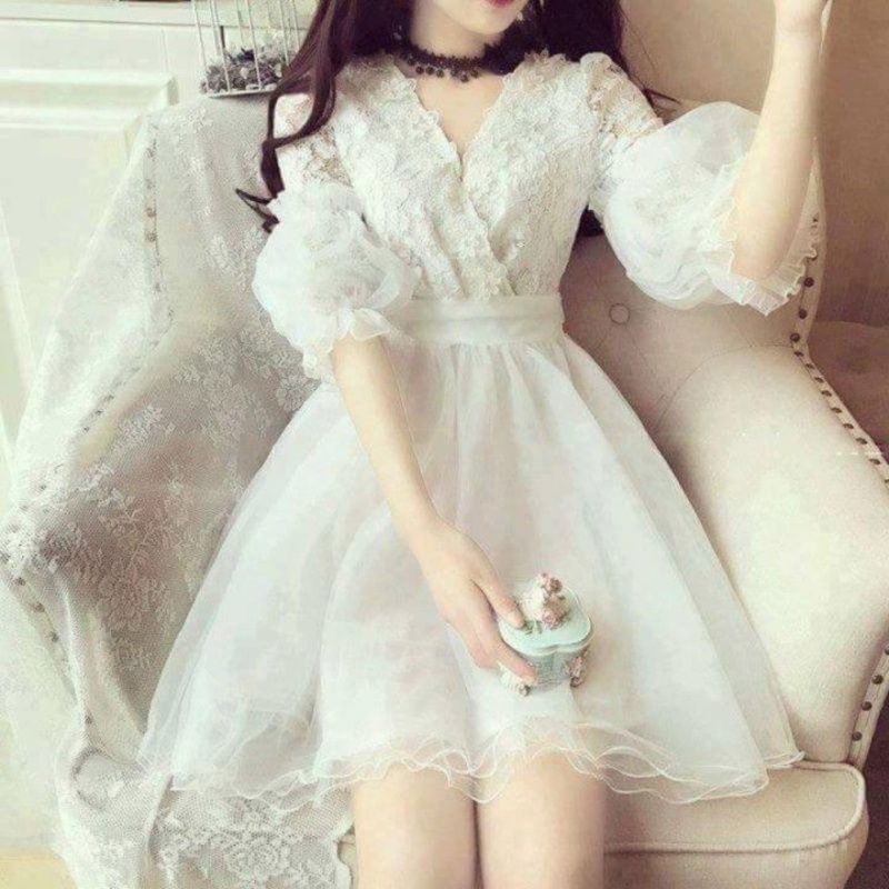 Nơi bán Đầm Xòe Tiểu Thư Tay Phồng Cao Cấp Hana Fashion (trắng)