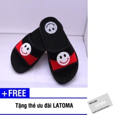 Dép quai ngang nữ mặt cười thời trang cao cấp Latoma TA0591 (Đen phối Đỏ)+Tặng kèm thẻ ưu đãi Latoma