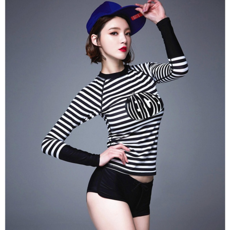 Nơi bán Đồ bơi bikini tay dài màu đen kẻ sọc cá tính - BF1704