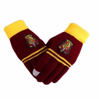 Fancyqube Harry Potter COS knitting touch screen magic gloves Gryffindor fourth school badge gloves - intl  