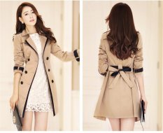 Fashion Women Casual Trench Coat Overcoat Korean Style Female Solid Color Coats Jackets Outerwear (Khaki) – intl