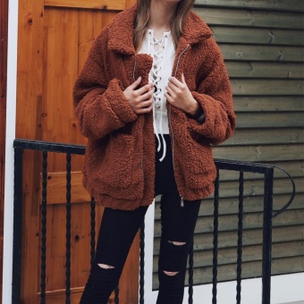 Fashion Women Fluffy Shaggy Faux Fur Warm Coat Cardigan Jacket Lady Outwear Tops - intl  
