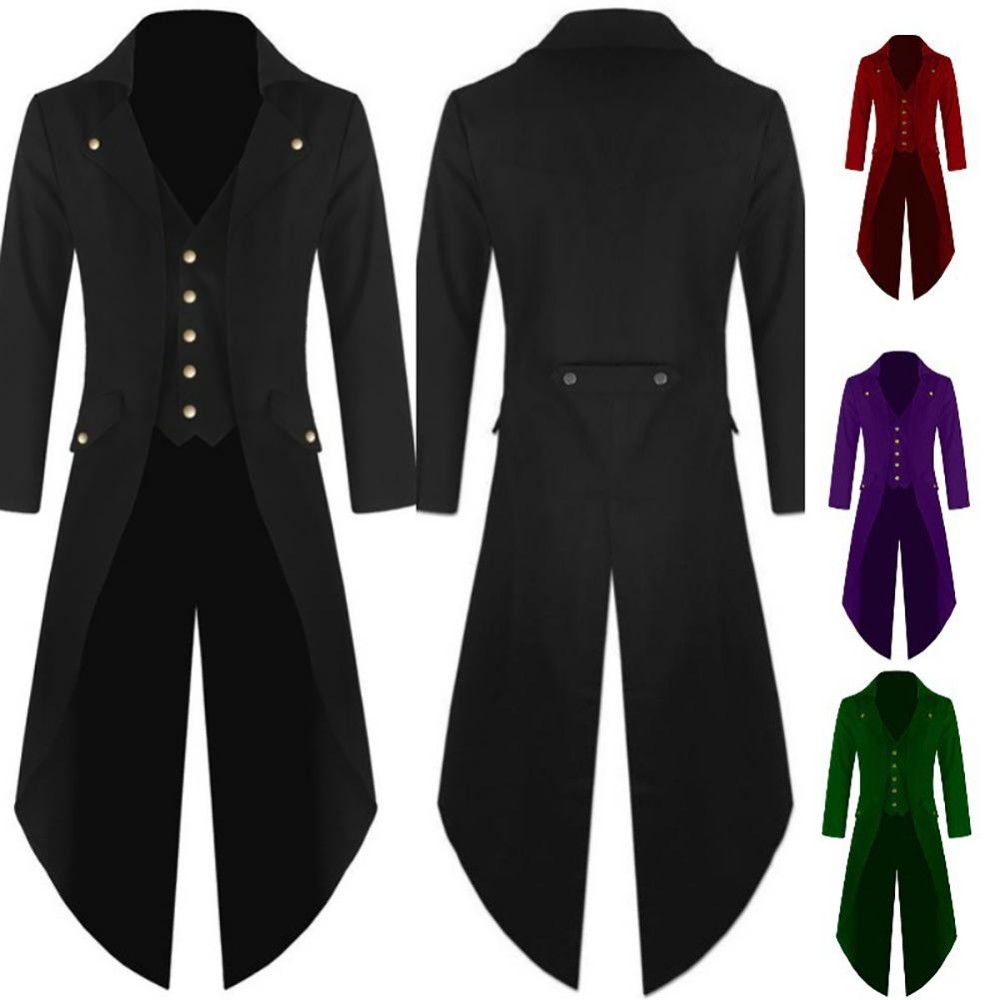 Formal Vintage Men's Coat Fashion Steampunk Retro Tailcoat Jacket Gothic Dinner Dance Party Coat Men's Uniform Size:S M L XL...