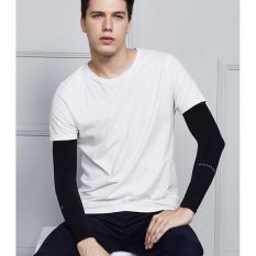 Găng tay chống nắng Letslim xỏ ngón chống tia UV (Đen, 2 ống tay)