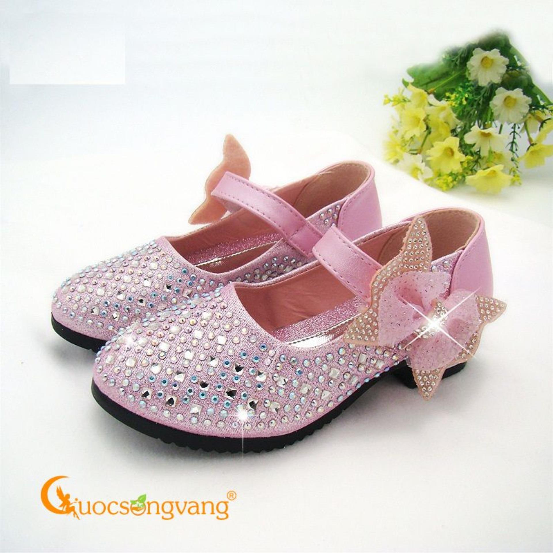 Giày bé gái công chúa giày công chúa bé gái đính đá GLG015 hồng