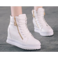 Giày Boot Nữ Cá Tính,giày boot da độn đế 6cm B042T
