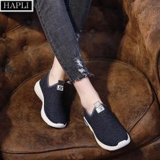 Giày lười nữ chữ S mới đế êm và nhẹ HAPLI (tùy chọn: đen, xám)