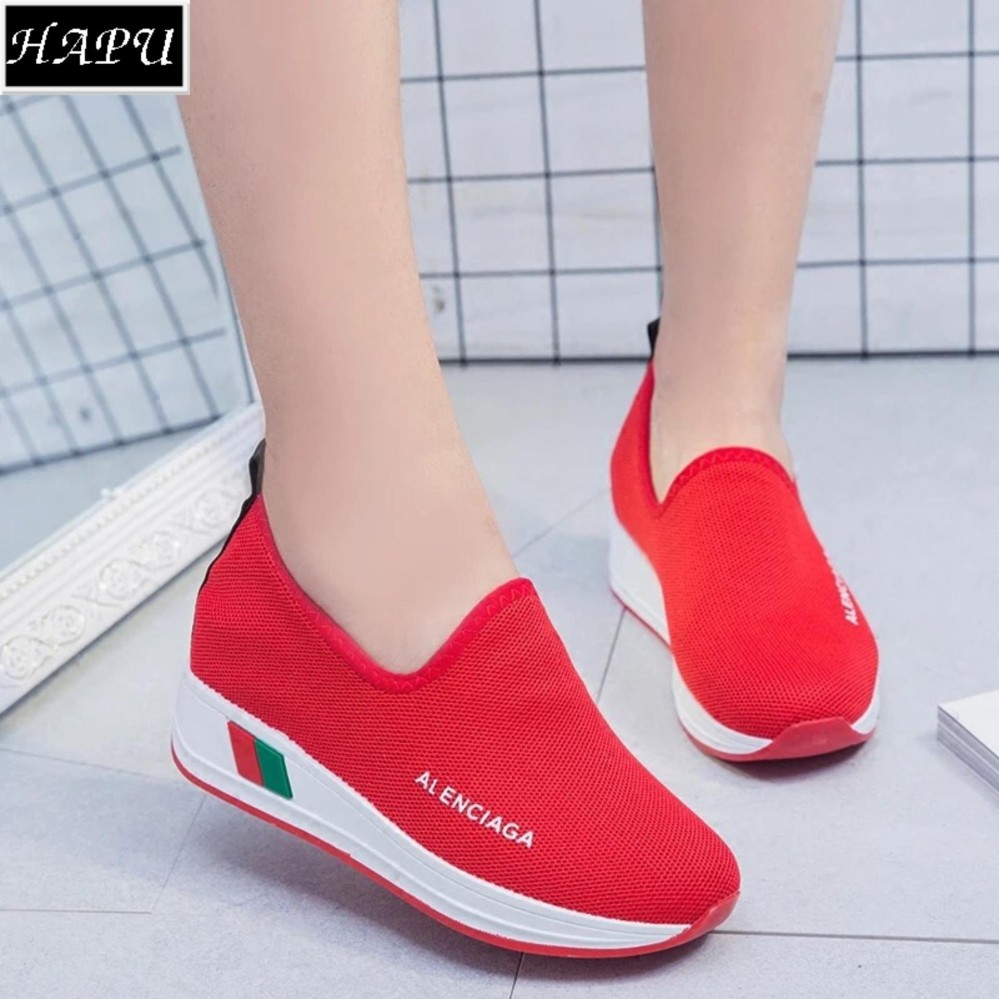 Giày lười nữ độn đế LENCIA - HAPU - DLA01 (đỏ)