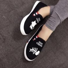 Giày lười slip on mèo cá thời trang – đen