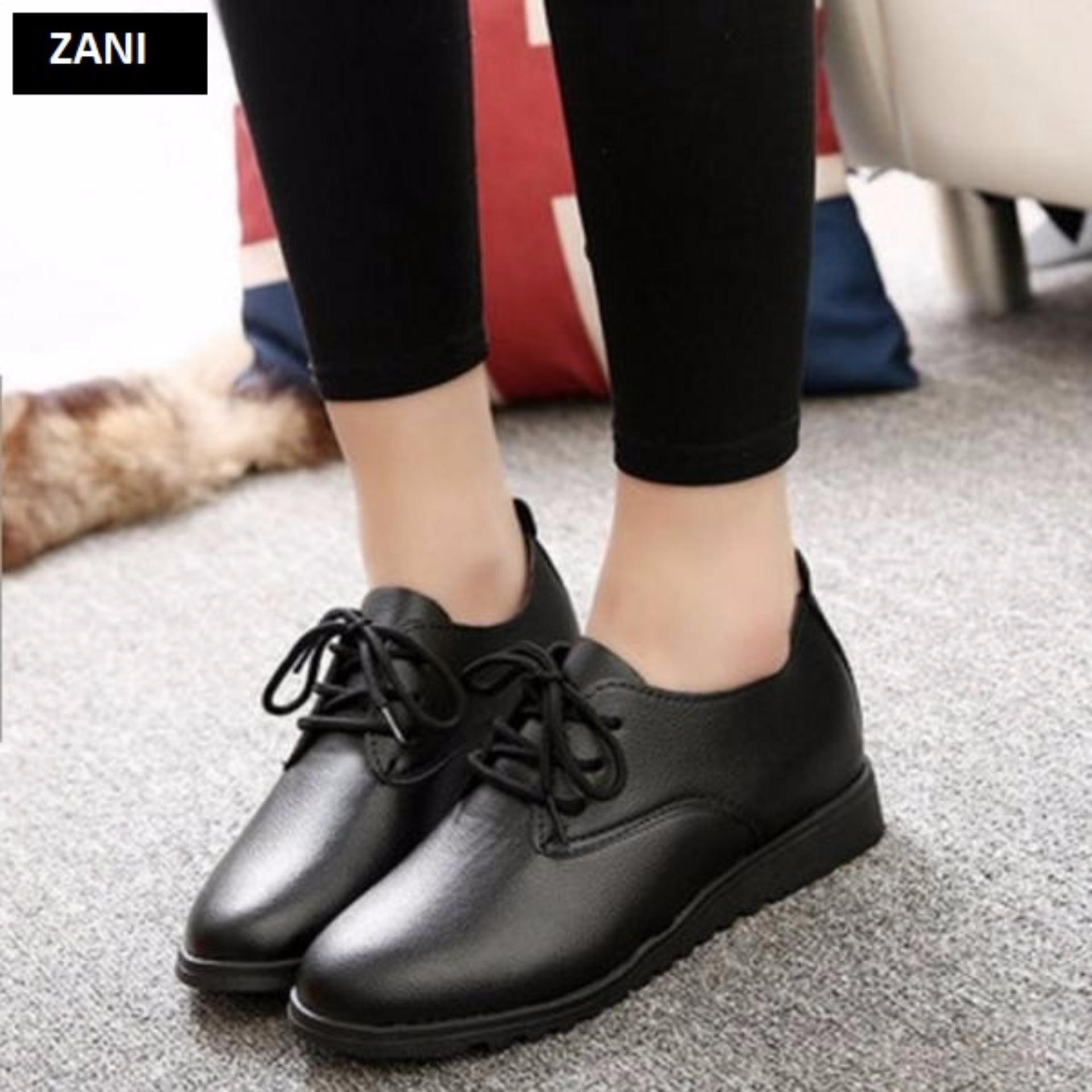 Giày nữ Oxford kiểu dây buộc Zani ZW7088BL-Đen