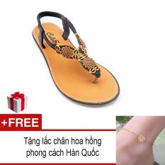 Giày xăng đan Lopez Cute D18 (Đen) + Tặng lắc chân hoa hồng Hàn Quốc