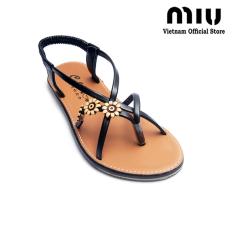 Giày xăng đan quai họa tiết MIU GD53 (Nâu Đen)
