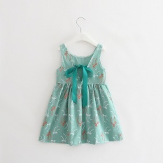 Giá Khuyến Mại Girls Sweet Cotton Princess Dresses Cherry Flowers Dresses -Bean green – intl  NanXiangZi
