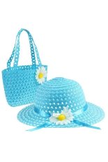 Nơi Bán HKS OEM Beach Hats Bags Girls Kids Flower Straw Hat Summer Cap Tote Handbag Bag Suit (Blue) – Intl – intl   HongKong Supermall