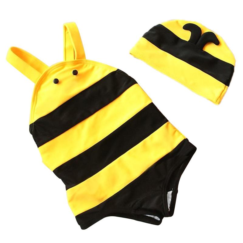 Nơi bán Kids Baby Girls Cute Bee-style One Piece Swimsuit Swimwear Swimming
Costume with Swimming Cap for 1-2 Year Old Size M - intl