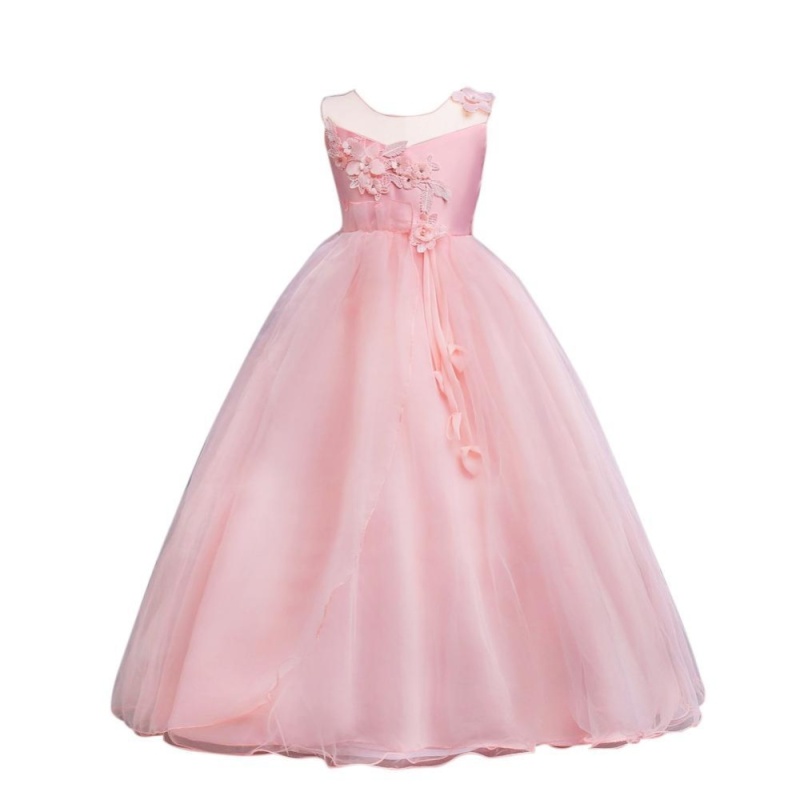 Nơi bán Kids Girl Tutu Dress Pink Flower Lace Party Long Dress Children's Costume - intl