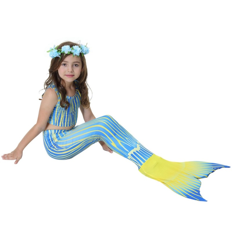 Nơi bán Kids Girls Swimsuit Bikini Set with Mermaids Tail Sea-maid Swimming Costumes- Blue - intl