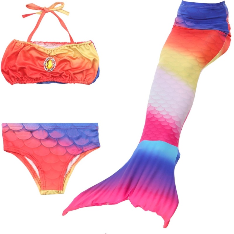 Nơi bán Kids Girls Swimsuit Bikini Set with Mermaids Tail Sea-maid Swimming Costumes- Colorful Wave - intl